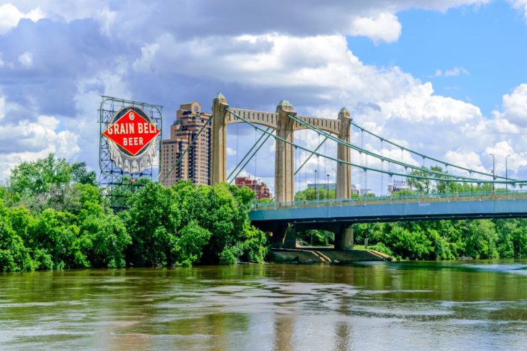 Iconic Grain Belt Beer Sign by Mississippi River