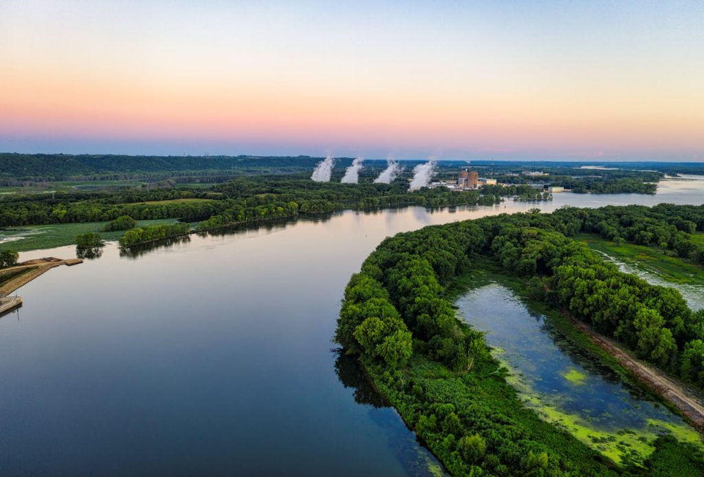 Clear Sky over River at Dusk