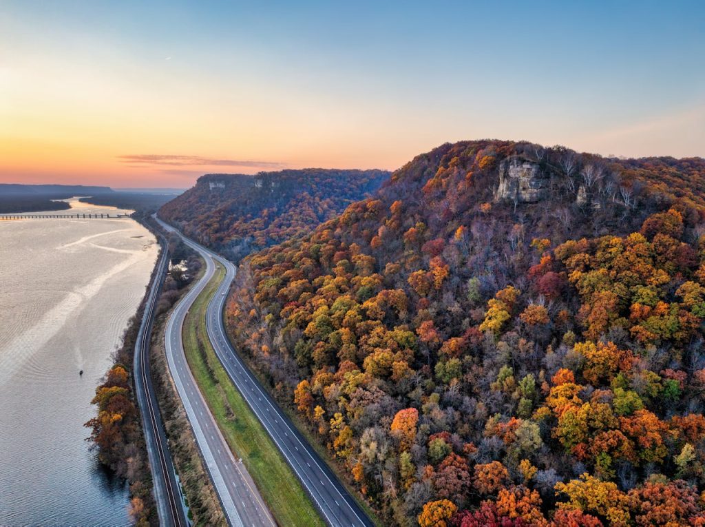 Roads near Sea in Mountains Landscape
