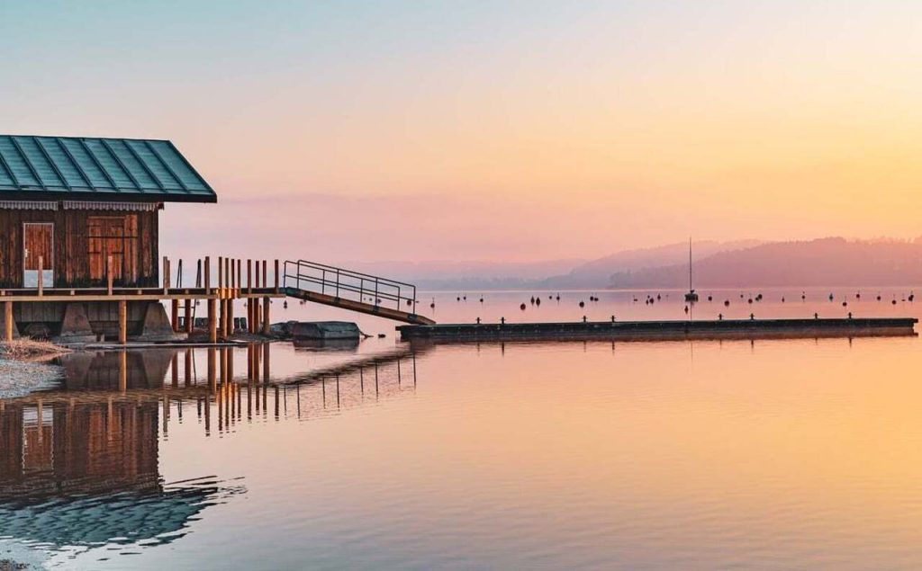 Lakeside Town Known for Its Sunrise Dock