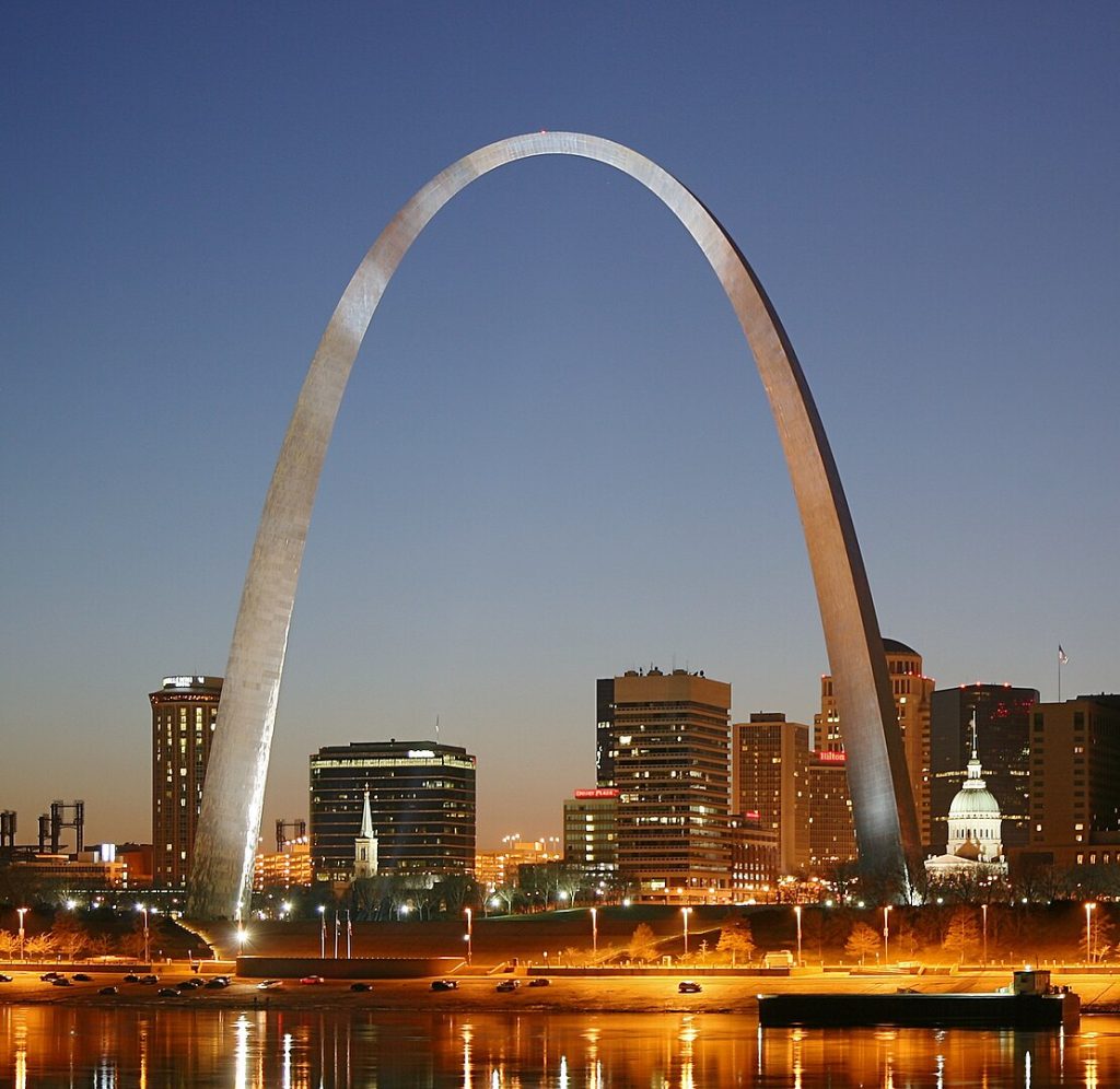St. Louis on the Mississippi river by night