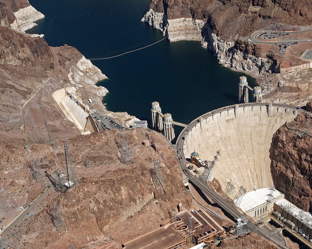 Aerial view of Hoover Dam, Nevada-Arizona