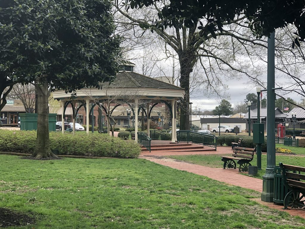 A view of the gazebo on Collierville’s town square in March 2020.