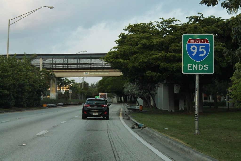 South end of Interstate 95 in Miami, at US Route 1