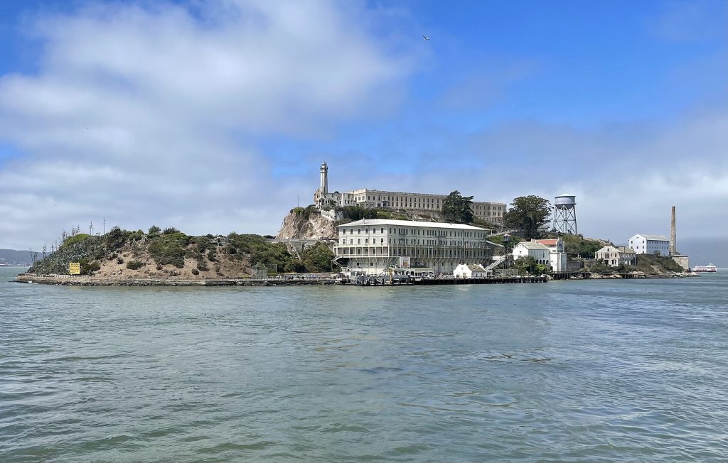 View of Alcatraz Island in August 2021