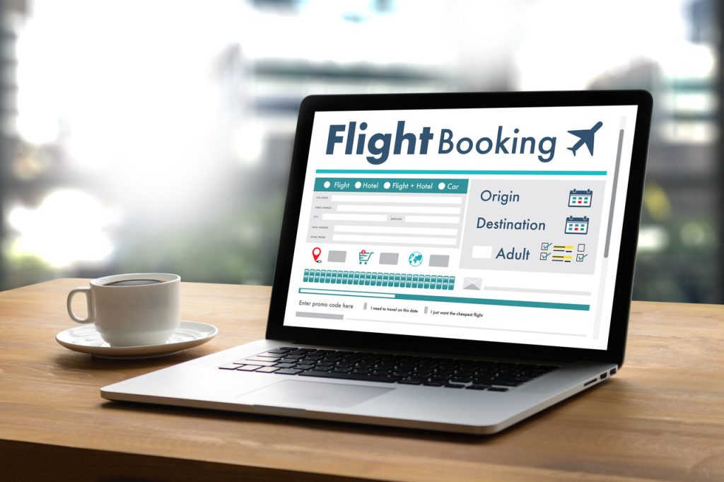 flight booking calender on laptop