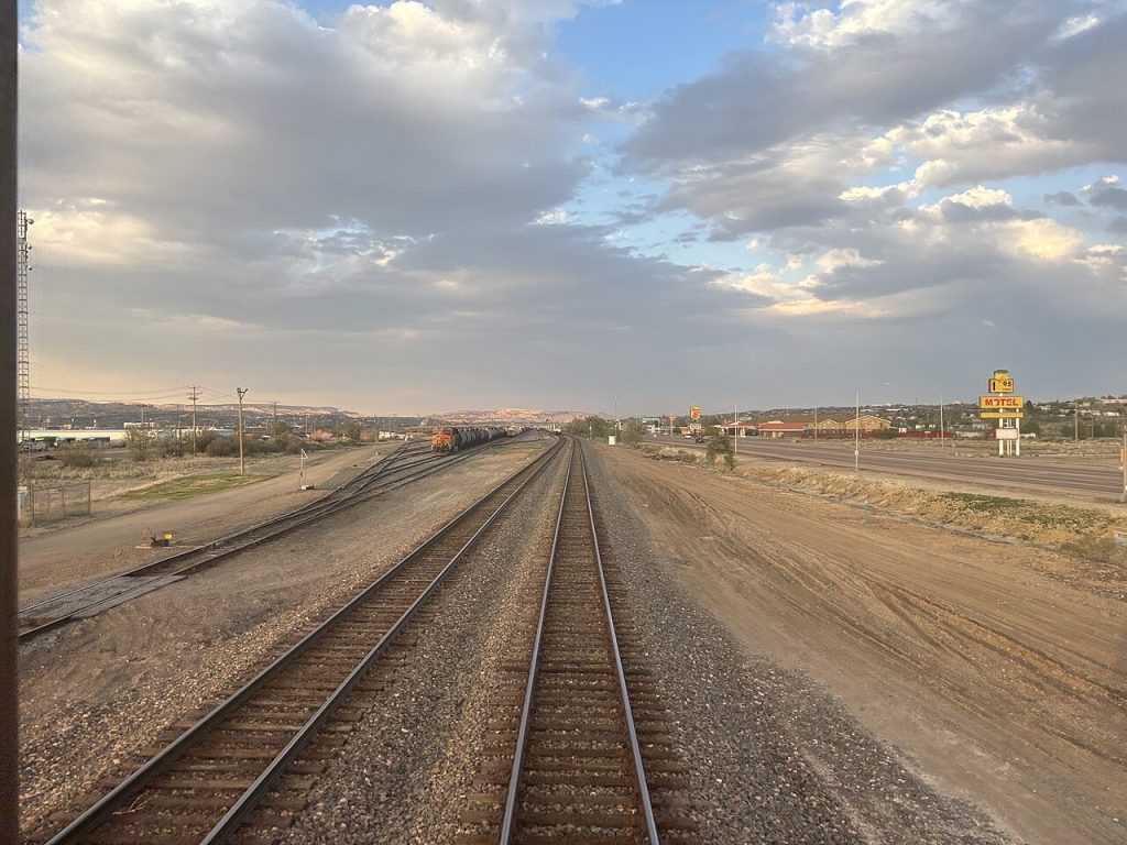  A view out the rear window of the Amtrak Southwest Chief near Gallup, NM