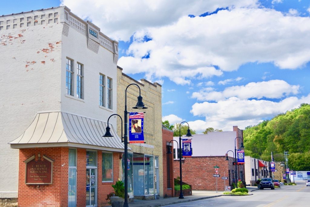 Businesses along Main Street in Beattyville, Kentucky, United States.
