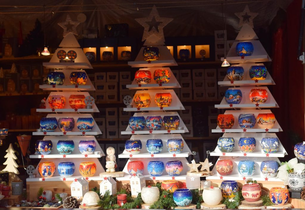 Colorful Christmas Market Display in Strasbourg