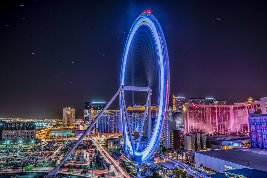 Over Exposured Photo of a Ferris Wheel at Night