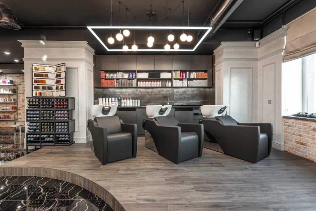 Set of backwash chairs in beauty salon