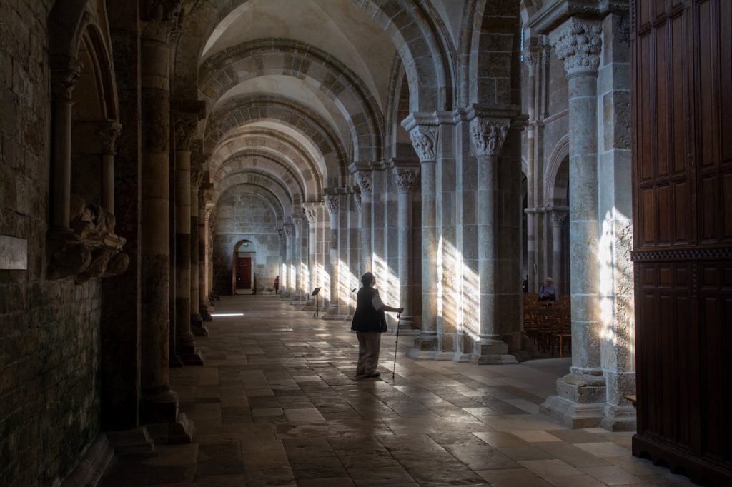 Tourist in Vezelay Abbey
