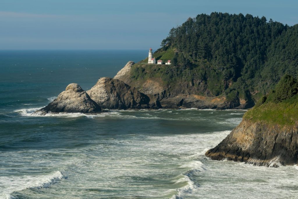 White Lighthouse on the Mountain in Florence, OR, United States