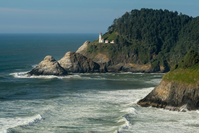 White Lighthouse on the Mountain in Florence, OR, United States