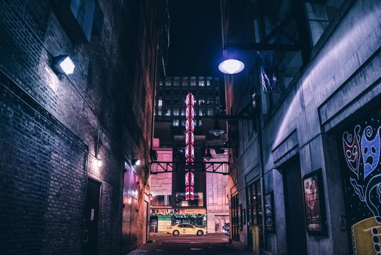 Empty Alley at Night in Chicago, IL, United States