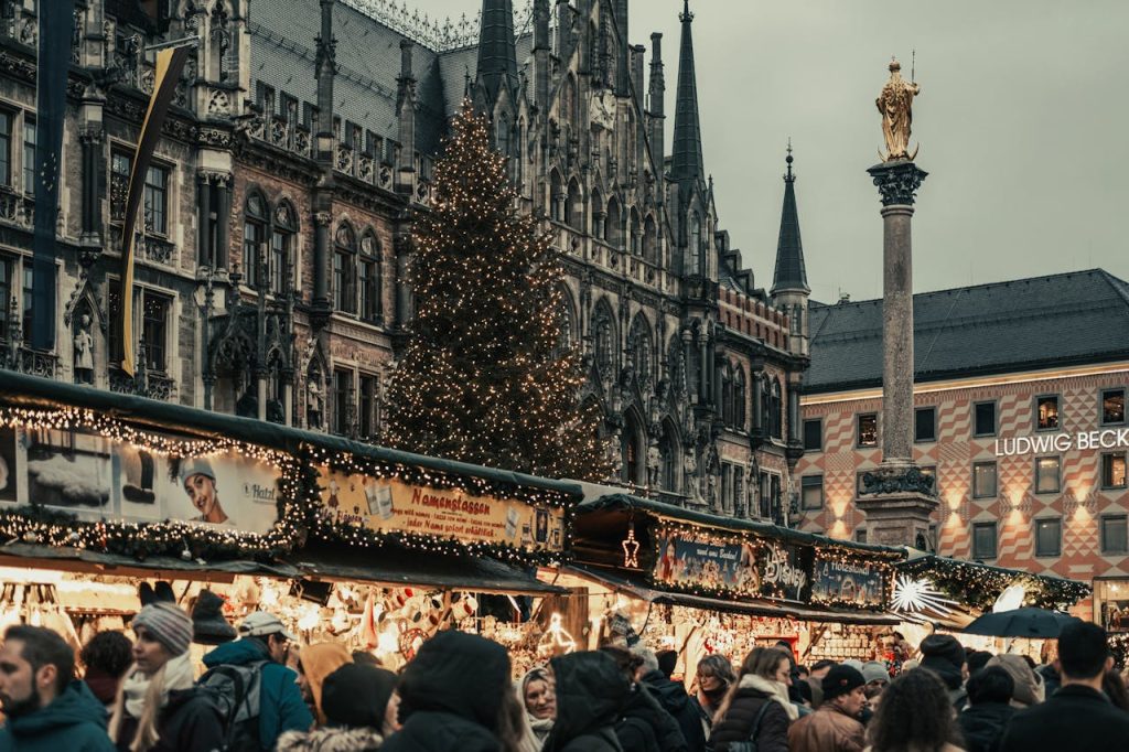 Festive Christmas Market in Munich, Germany