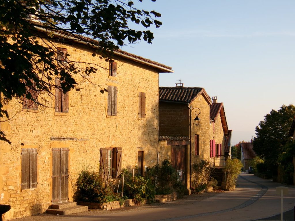 Charming French Countryside Village at Sunset
