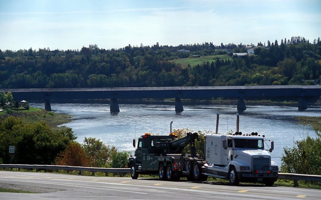 View of Hartland Bridge and River in New Brunswick