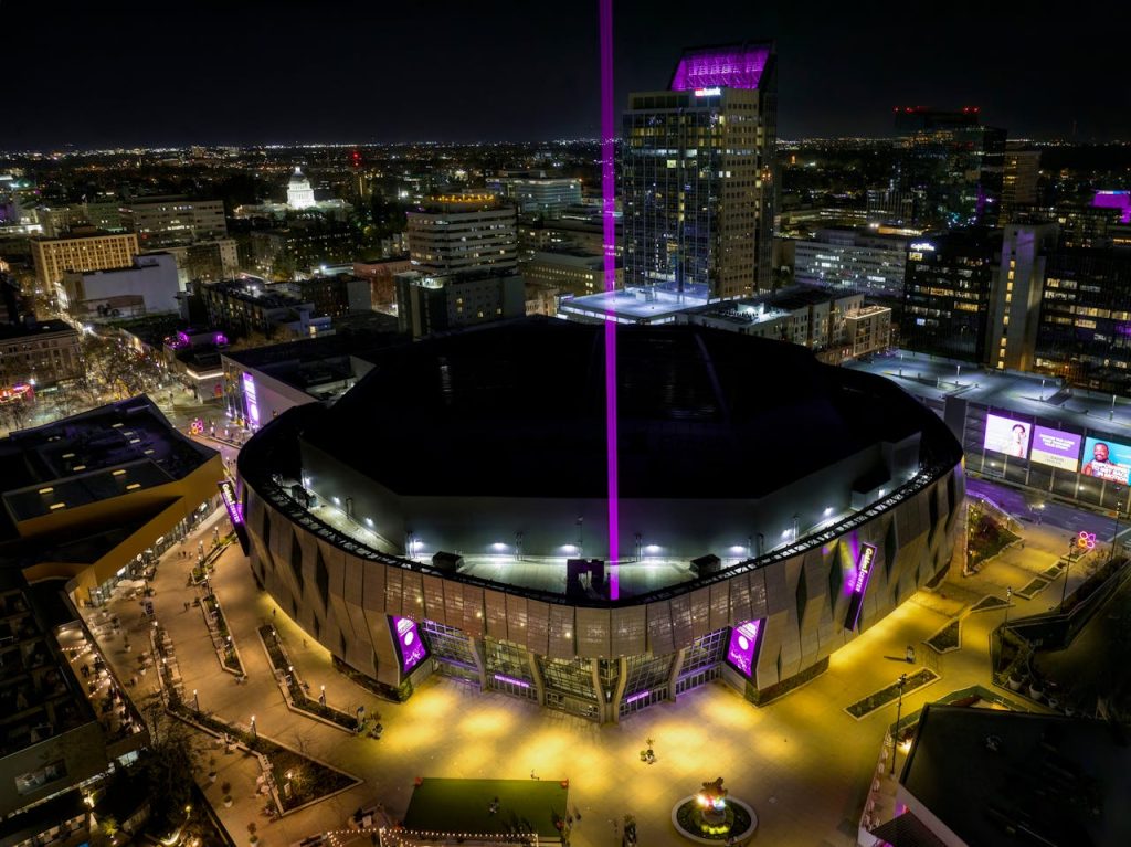 Aerial Night View of Golden 1 Center, Sacramento