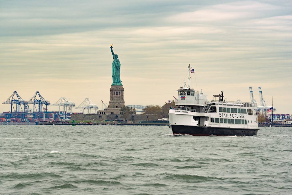 Statue Of Liberty Ferry Screening, New York Harbor, New York