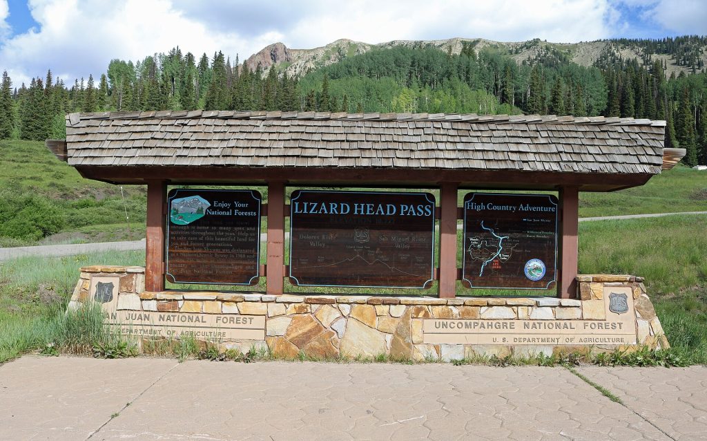 The sign for Lizard Head Pass