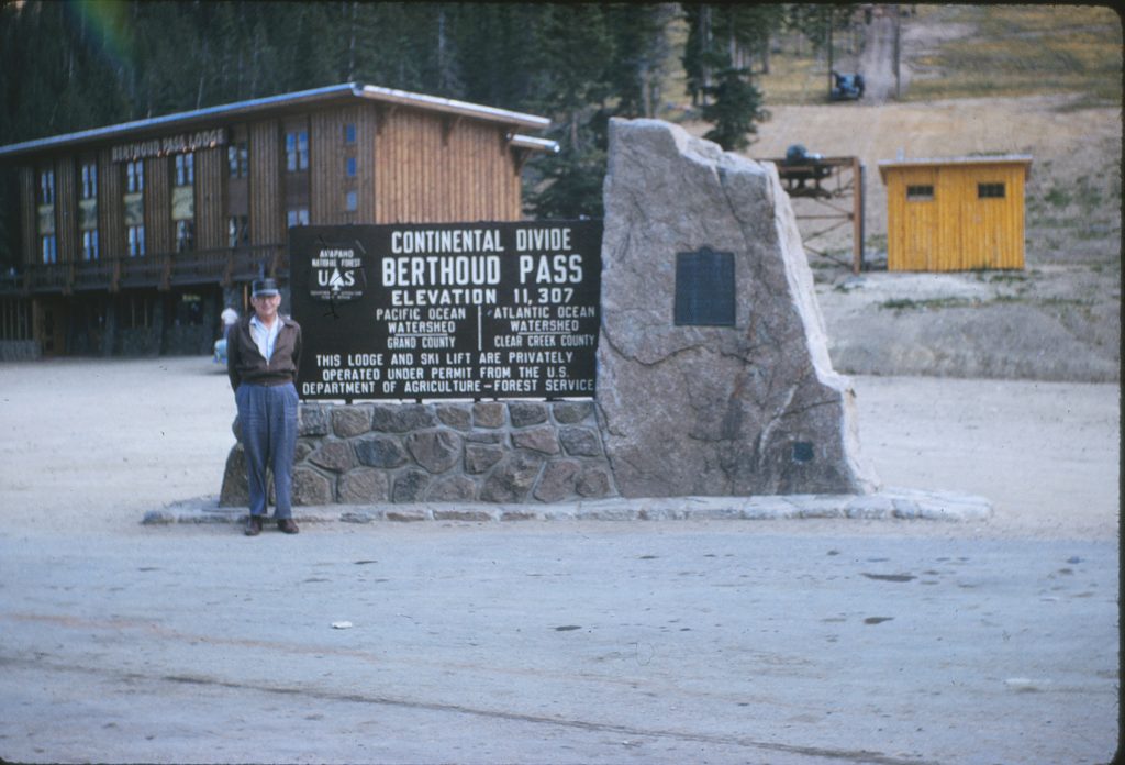 Berthoud Pass sign and lodge, circa 1962
