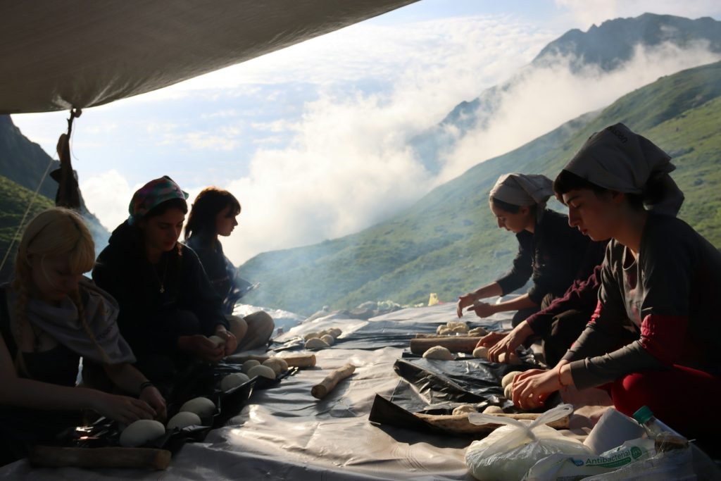 Breakfast at a Mountain Hut After a Windy Night