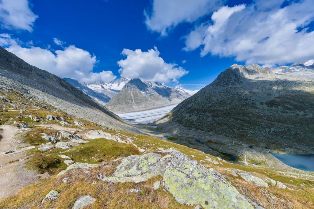 Stunning View of Swiss Alps and Aletsch Glacier