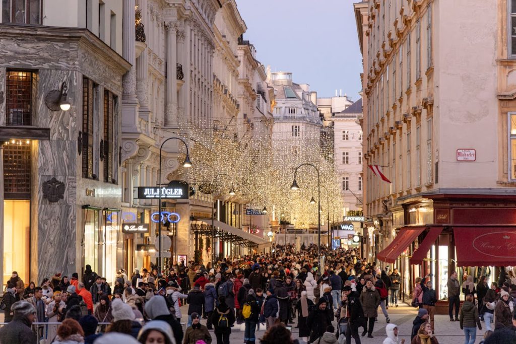 Festive Street Scene in Vienna, Austria