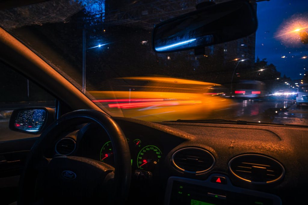 Dashboard in a Car at Night