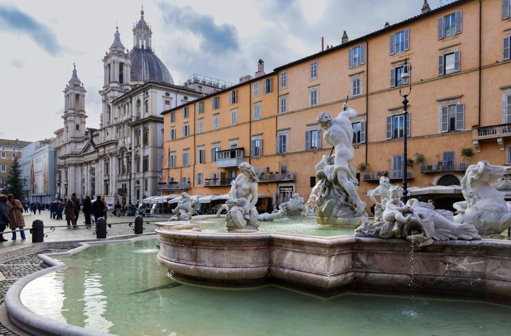 Stunning View of Piazza Navona Fountain in Rome