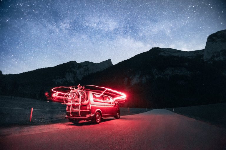 Camper Van Under Starry Night Sky
