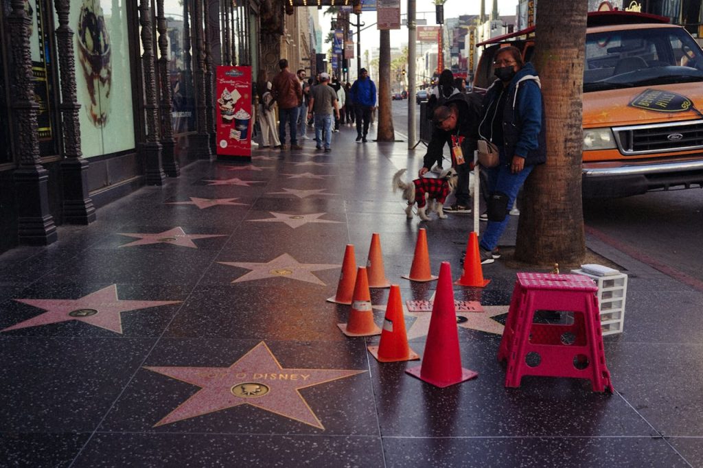 Hollywood Walk of Fame Street Scene with Stars