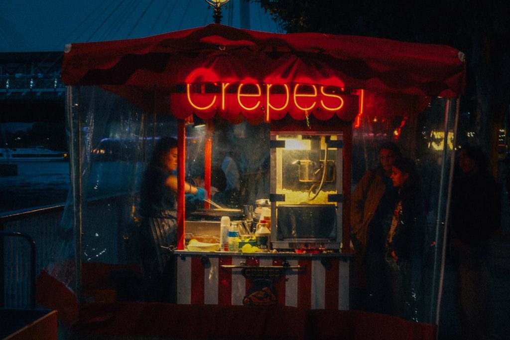 Nighttime Crepe Stall on London Riverside