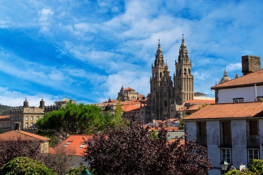 Catedral de Santiago de Compostela in Sunlit Cityscape