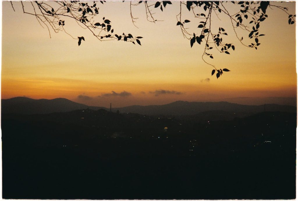 Serene Sunset Over Mountain Landscape