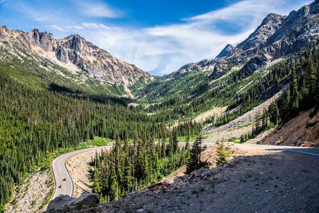 Scenic Highway Through Cascade Mountains, Washington