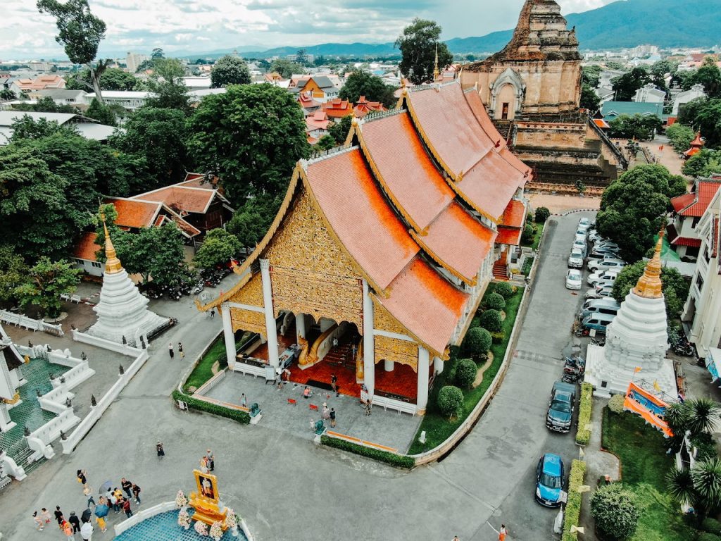 Architectural Design Of An Orange Temple in Chiang Mai, Thailand
