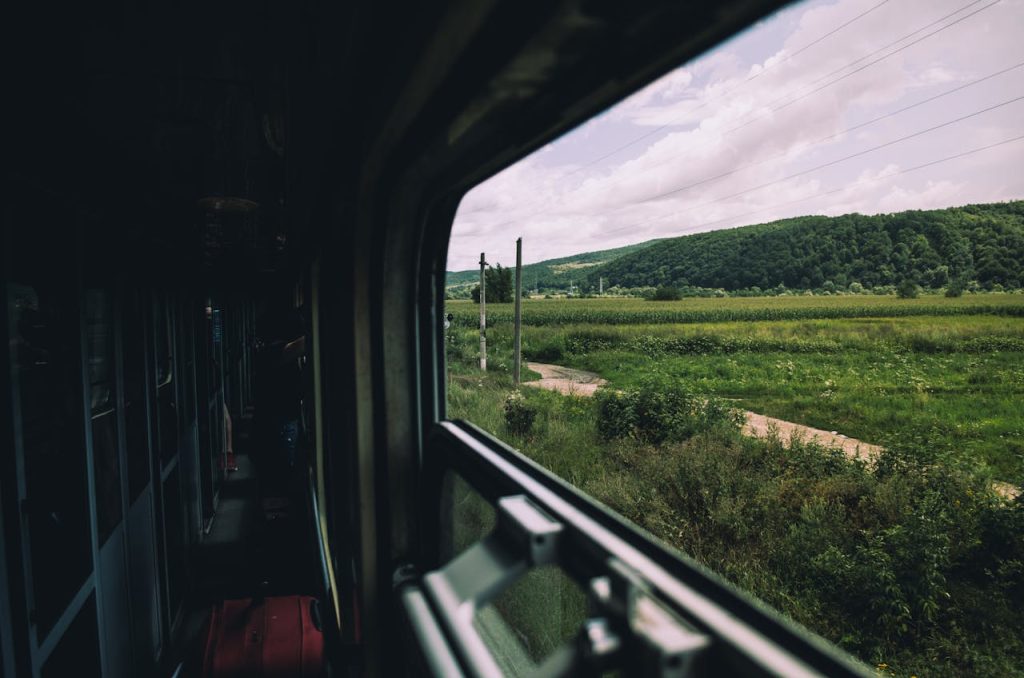 Countryside Landscape Seen Through a Train Window