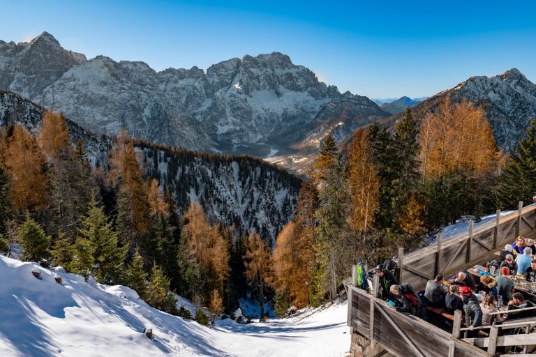 Panoramic View of Furlanija Mountains in Winter