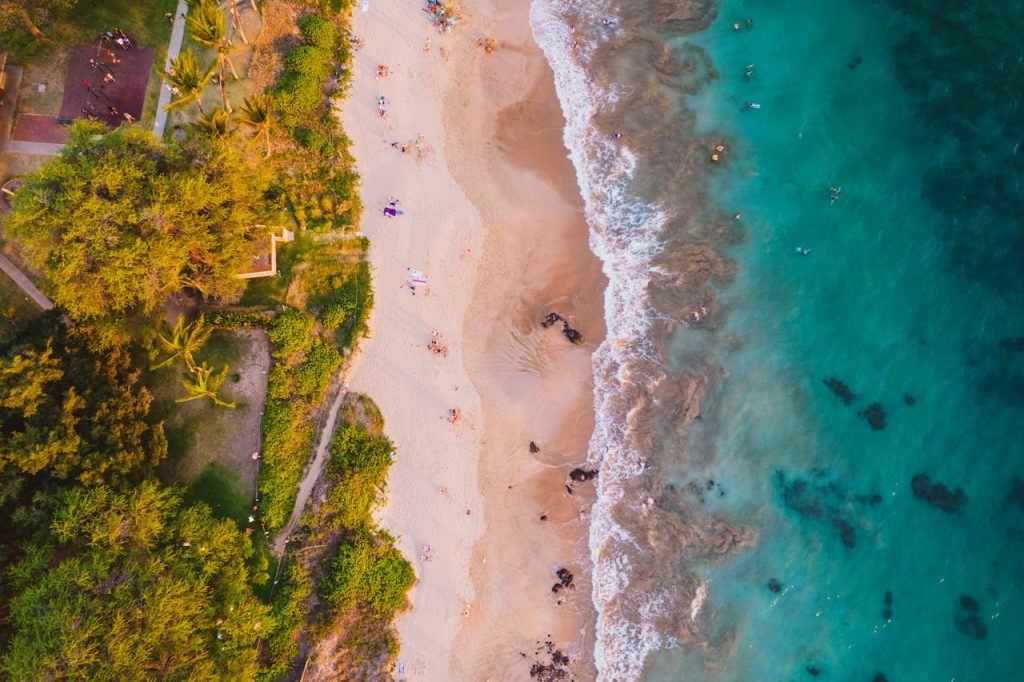 Aerial View of Tropical Beach in Maui, Hawaii