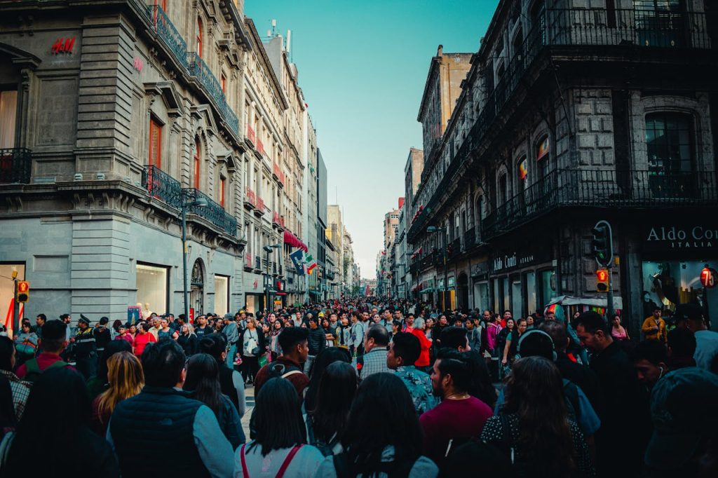 Crowded Madero Street in Mexico City, Mexico