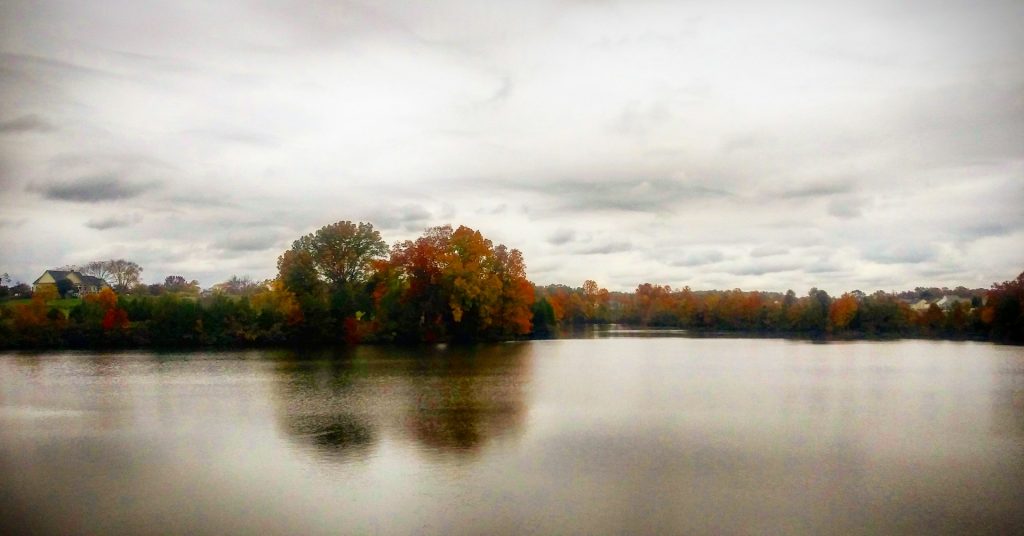 Colorful Autumn Day on the water in Culpeper, VA, USA