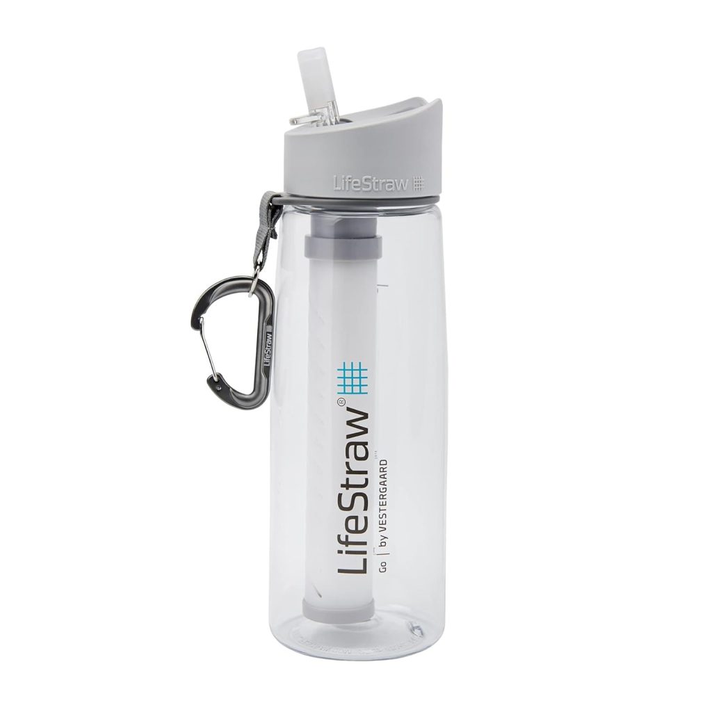 Lifestraw Go Plastic Water Filter Bottle With 2-Stage Integrated Filter Straw For Hiking,Backpacking,And Travel