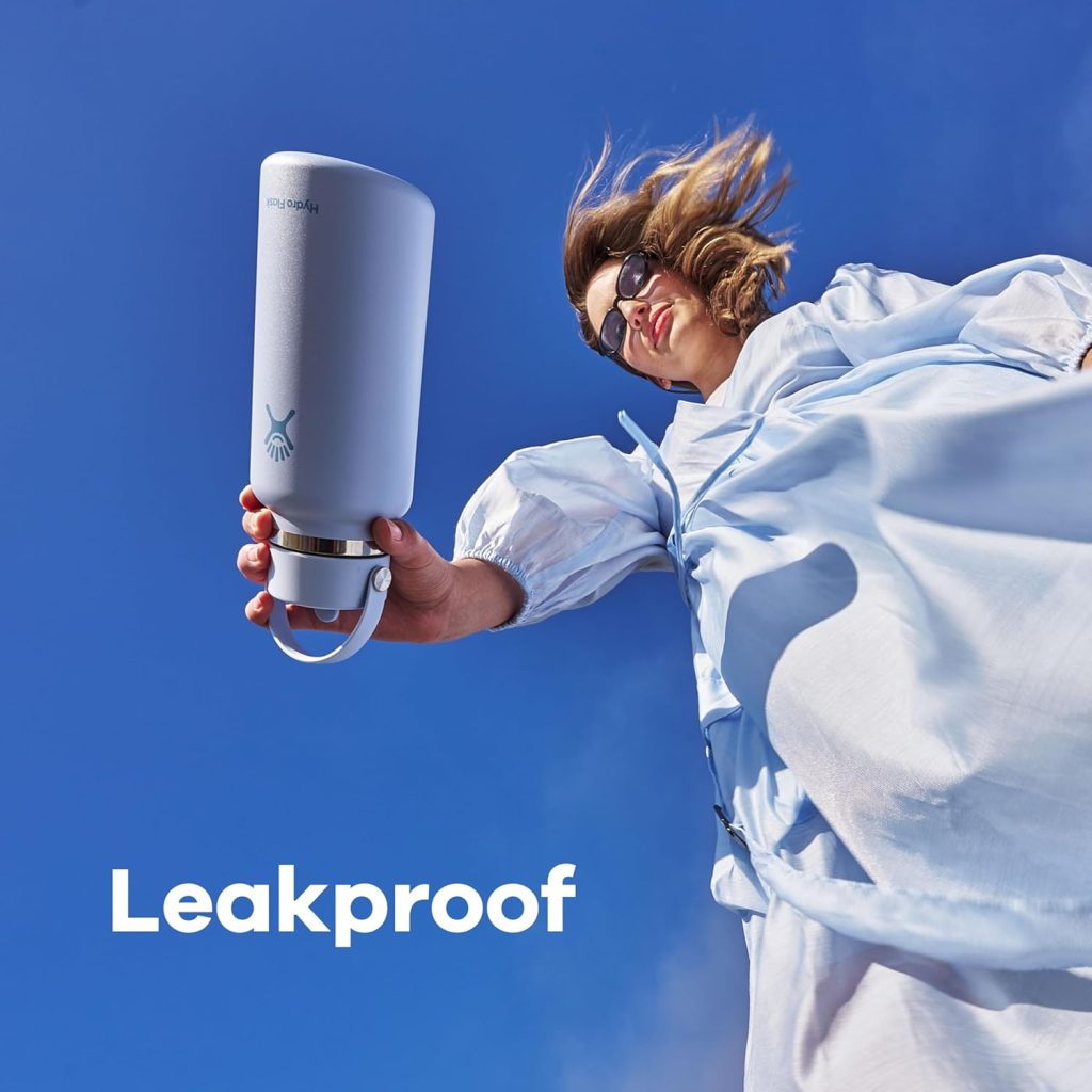 Hydro Flask Water Bottle - Insulated Stainless Steel - Wide Mouth Flex Straw Lid, Non Spill, Leakproof and Refillable in 24 Oz Aloe Green