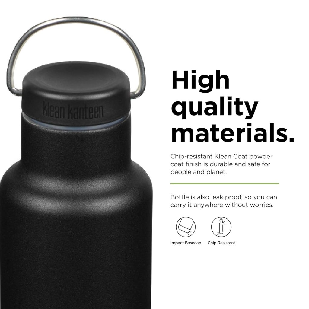 Klean Kanteen Classic Insulated Water Bottle with Loop Cap - Stainless Steel Drinking Bottle for Hot & Cold Beverages
