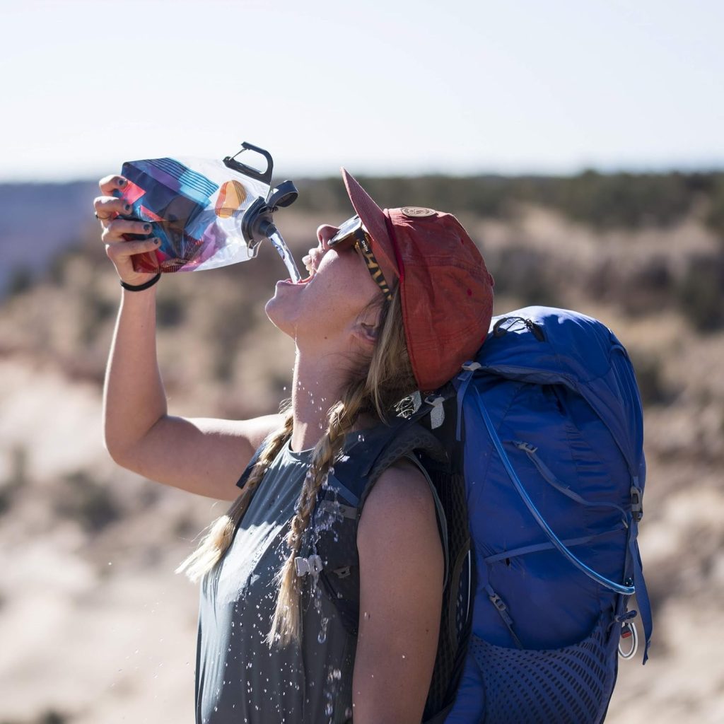 Platypus DuoLock SoftBottle Collapsible Water Bottle, Blue Peaks