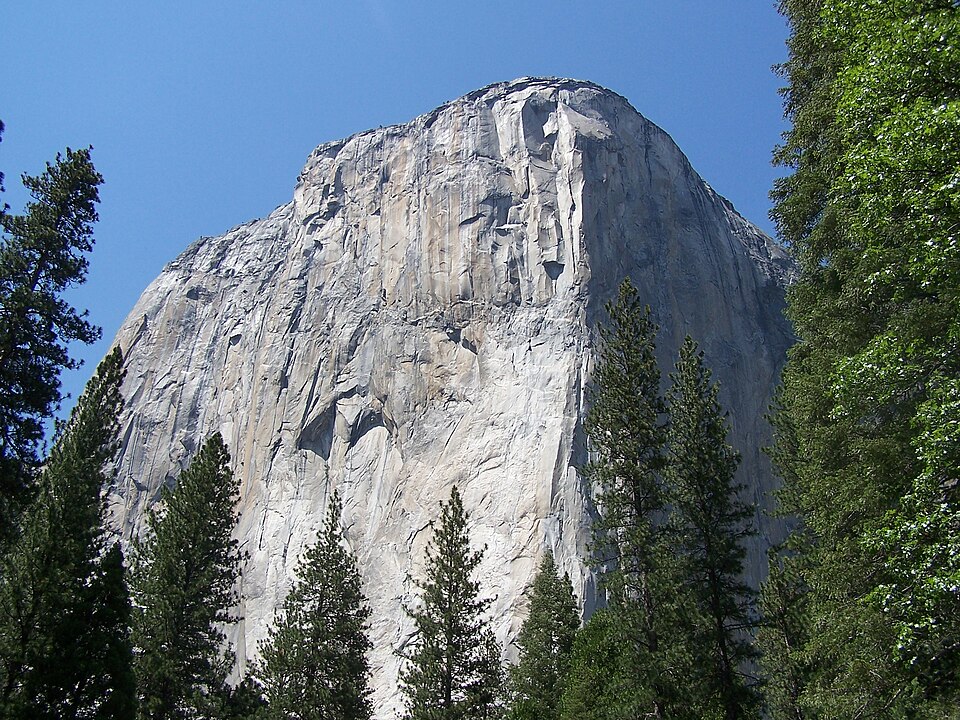 Full southwest face of El Capitan (in sunlight) from Northside Drive
