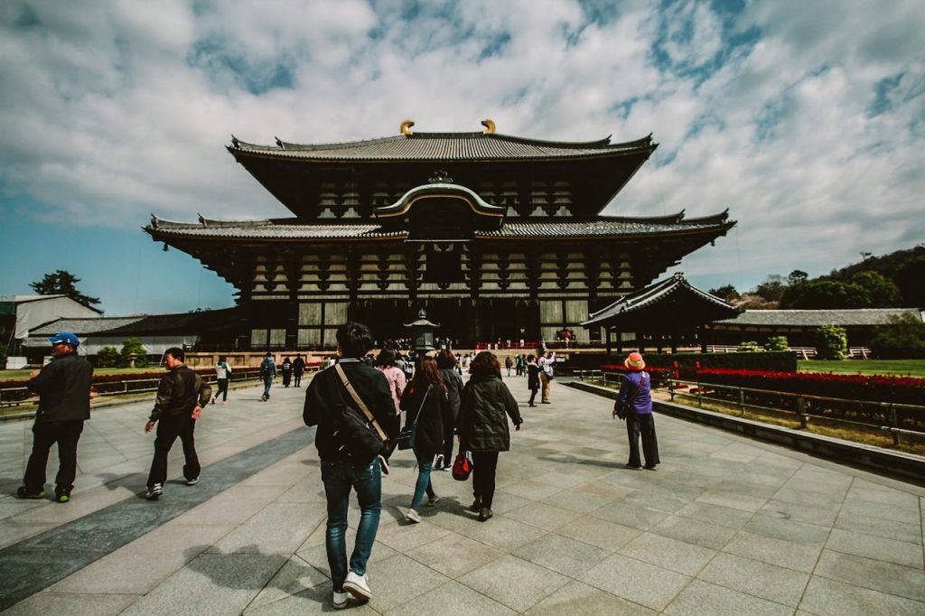 People Going to the Famous T?dai-Ji Temple in Japan